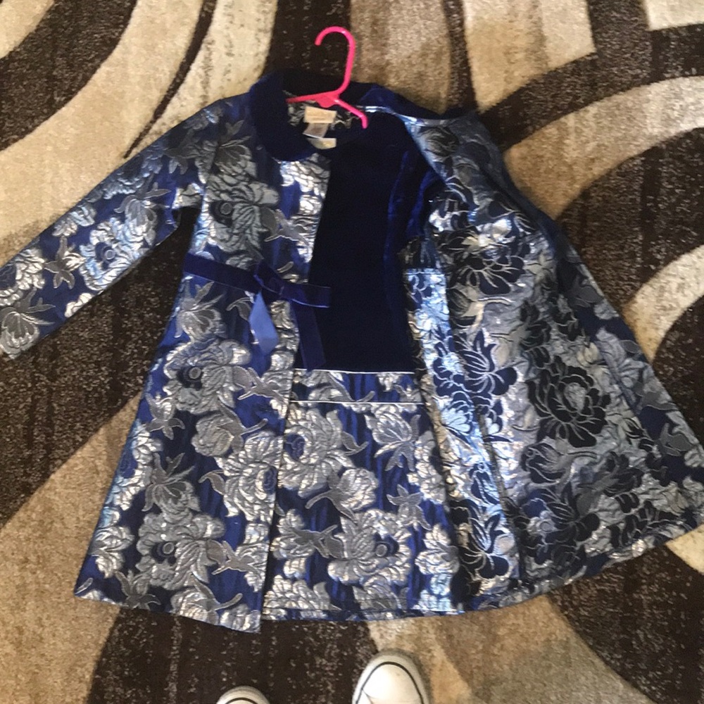 Royal Blue and Silver 2 pc girls dress